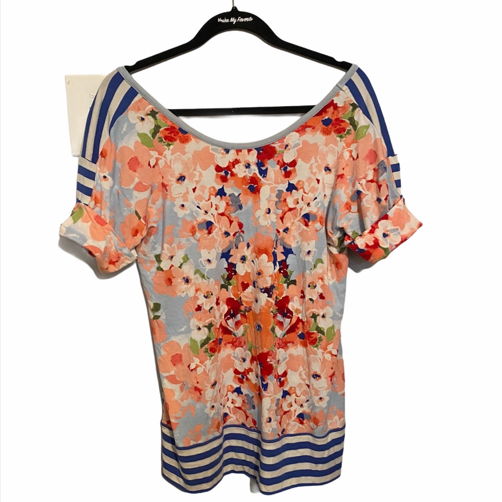 Matilda Jane floral and striped shirt. EUC.